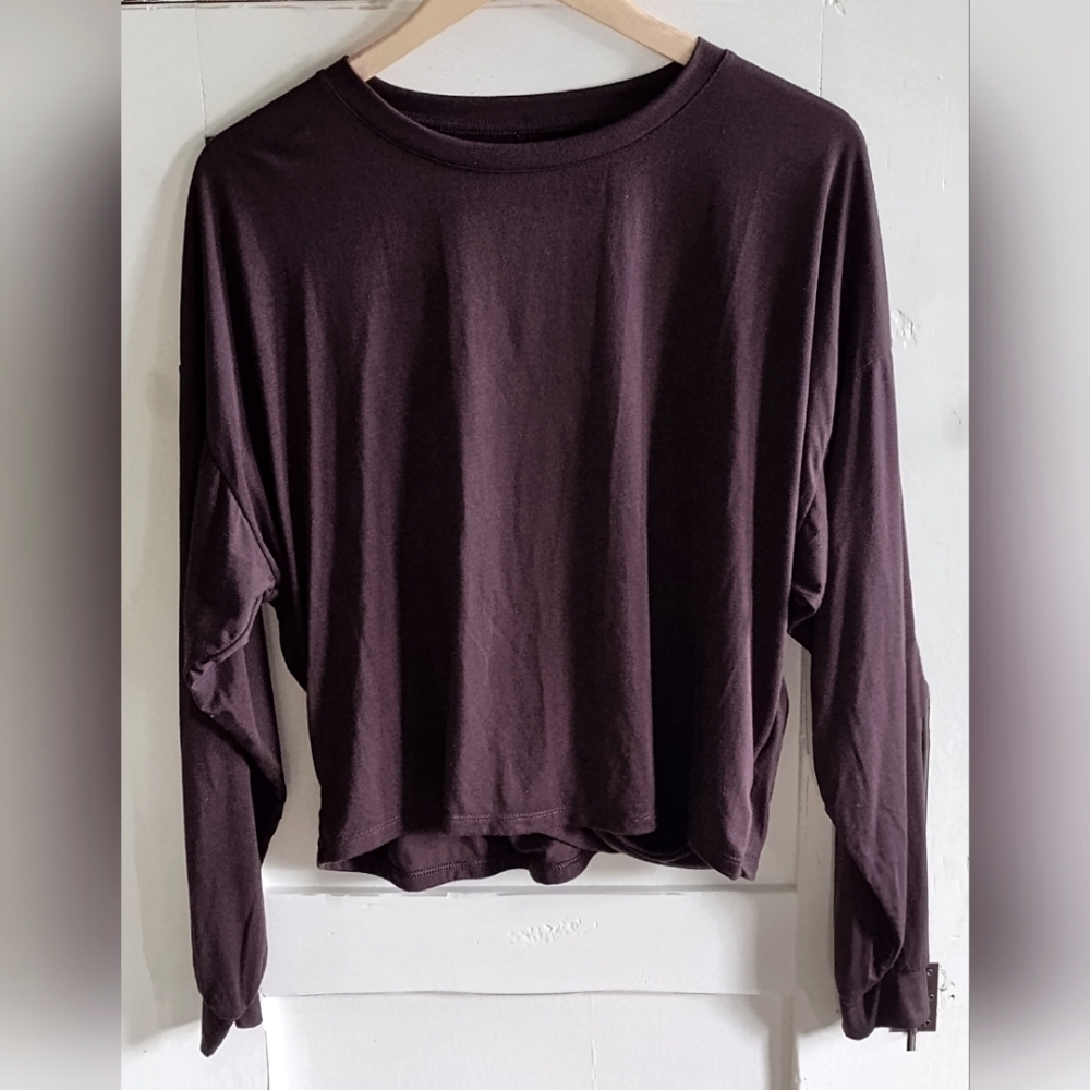 Old Navy Women's Chocolate Brown Long Sleeve Activewear Top | Cut Out | Sm Tall